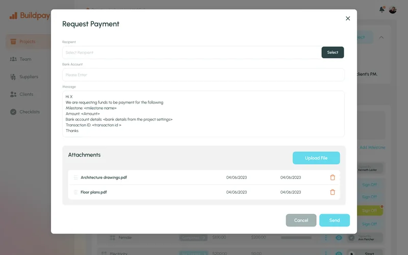 Payment request — screen Buildpay