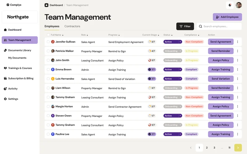 Team in one table — screen Complyo